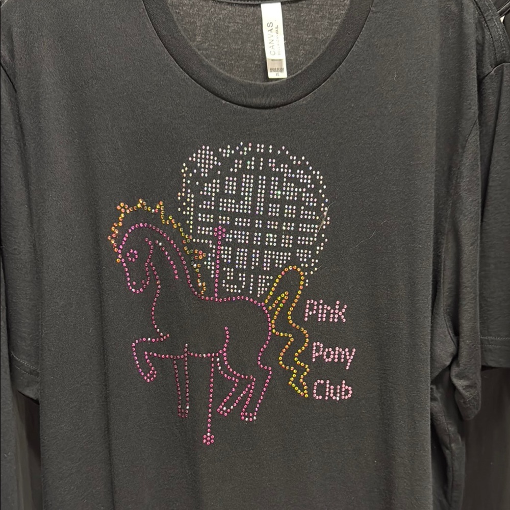 Pink Pony Club Shirt - Black. High quality glass rhinestones!